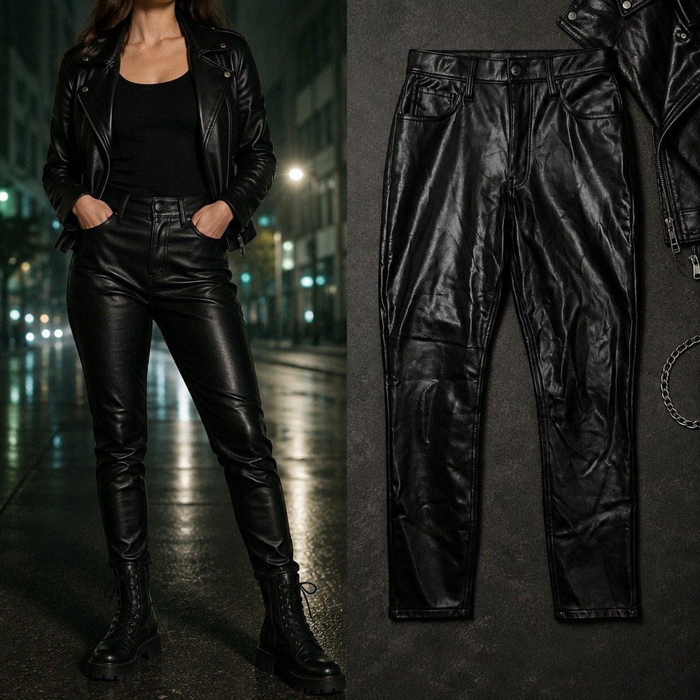 Abercrombie Curve Love The Skinny 27 / 4S Black High Rise Faux Leather Pants